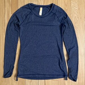 Lucy Fine Line Horizontal Stripe Long Sleeve Ruched Side Crew Neck Top, Size S